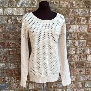 Wythe NY 100% Cashmere  Crewneck Long Sleeve Beige Sweater Size Large